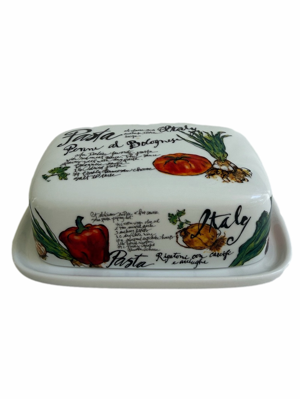 Rosanna Pasta Italiana Rectangular Porcelain Covered Butter Dish Recipes